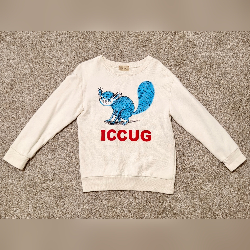 GUCCI Kids Blue Squirrel Long Sleeve Sweatshirt Size 8 130/64